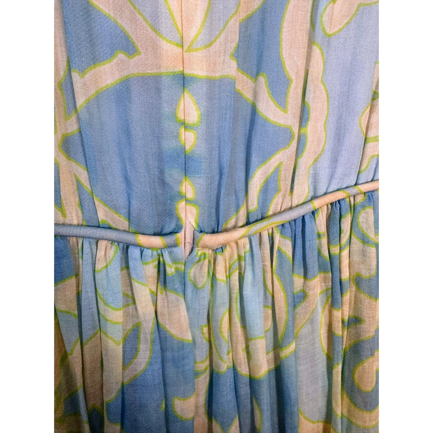 NEW Alexis Vilas Blue and Green Long Sleeve Printed Maxi Dress Size Small