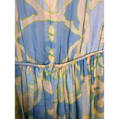 NEW Alexis Vilas Blue and Green Long Sleeve Printed Maxi Dress Size Small