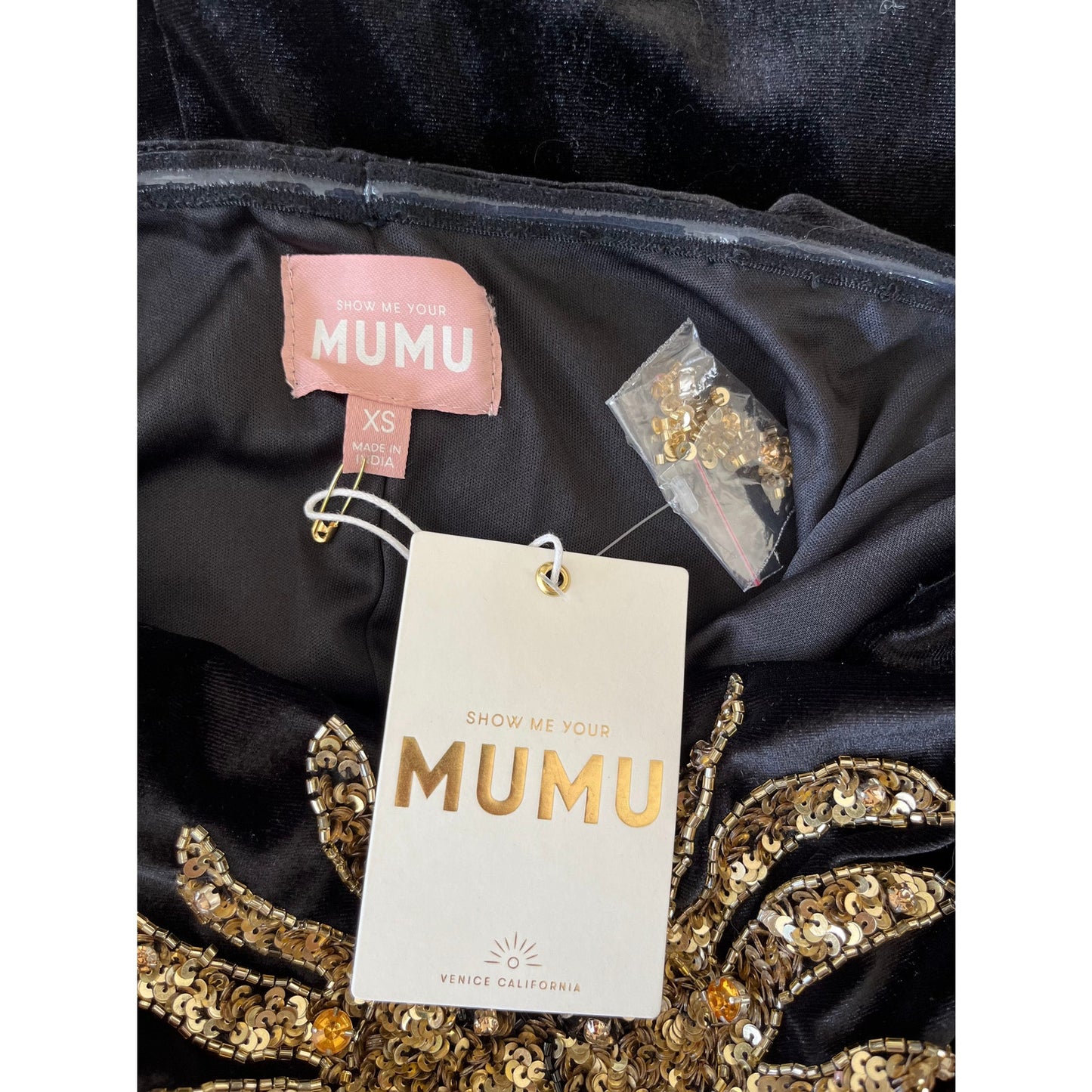 NEW NWT Show Me Your Mumu On My Way Dress Sun Sequins Velvet Size XS