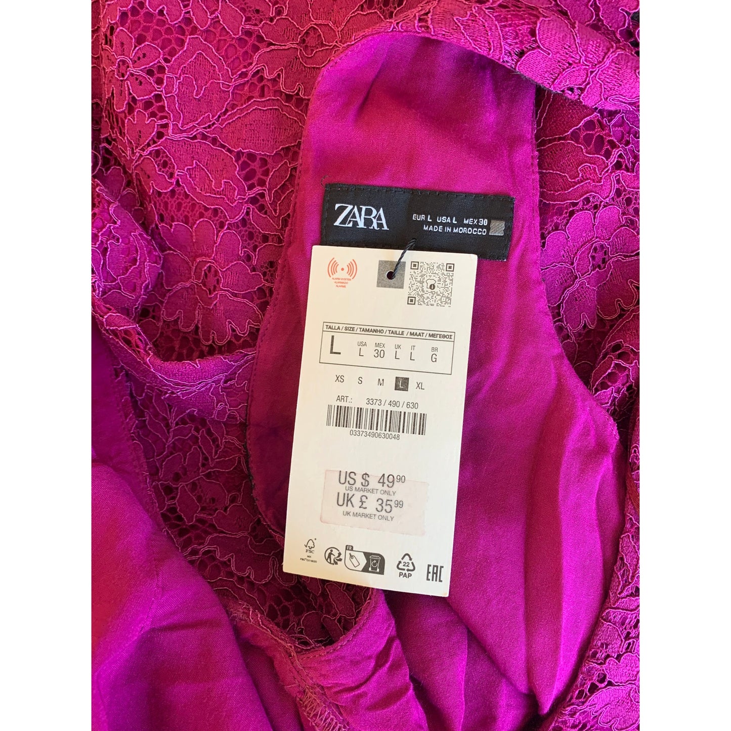 Zara Lace Mini Dress in Plum Large V-Neck Floral Bow Front Detail Lined Party