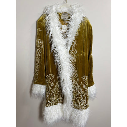 Understated Leather x Free People Moon Glow Faux Fur Duster Coat Gold XL