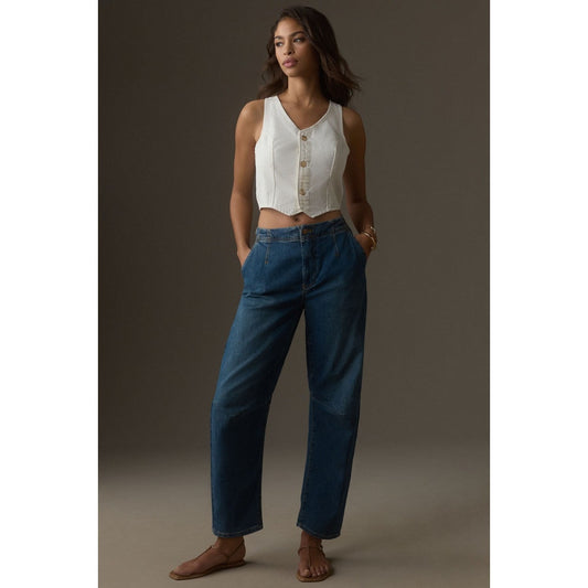 Pilcro Anthropologie The Leni Mid-RIse Tapered Barrel Jeans Size 28