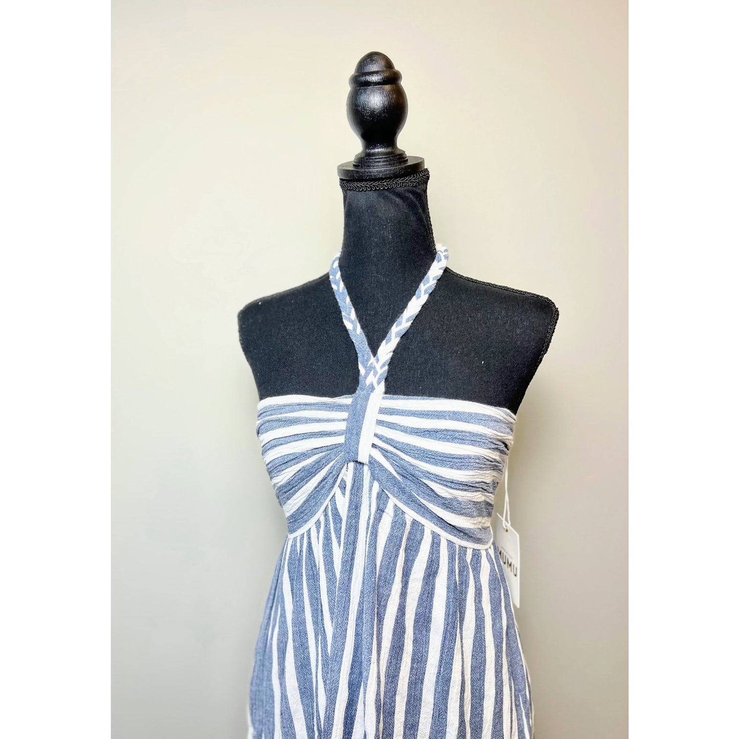 Show Me Your Mumu Johanna Mini Dress in Sea Stripes Size XL Sleeveless Tie Lace