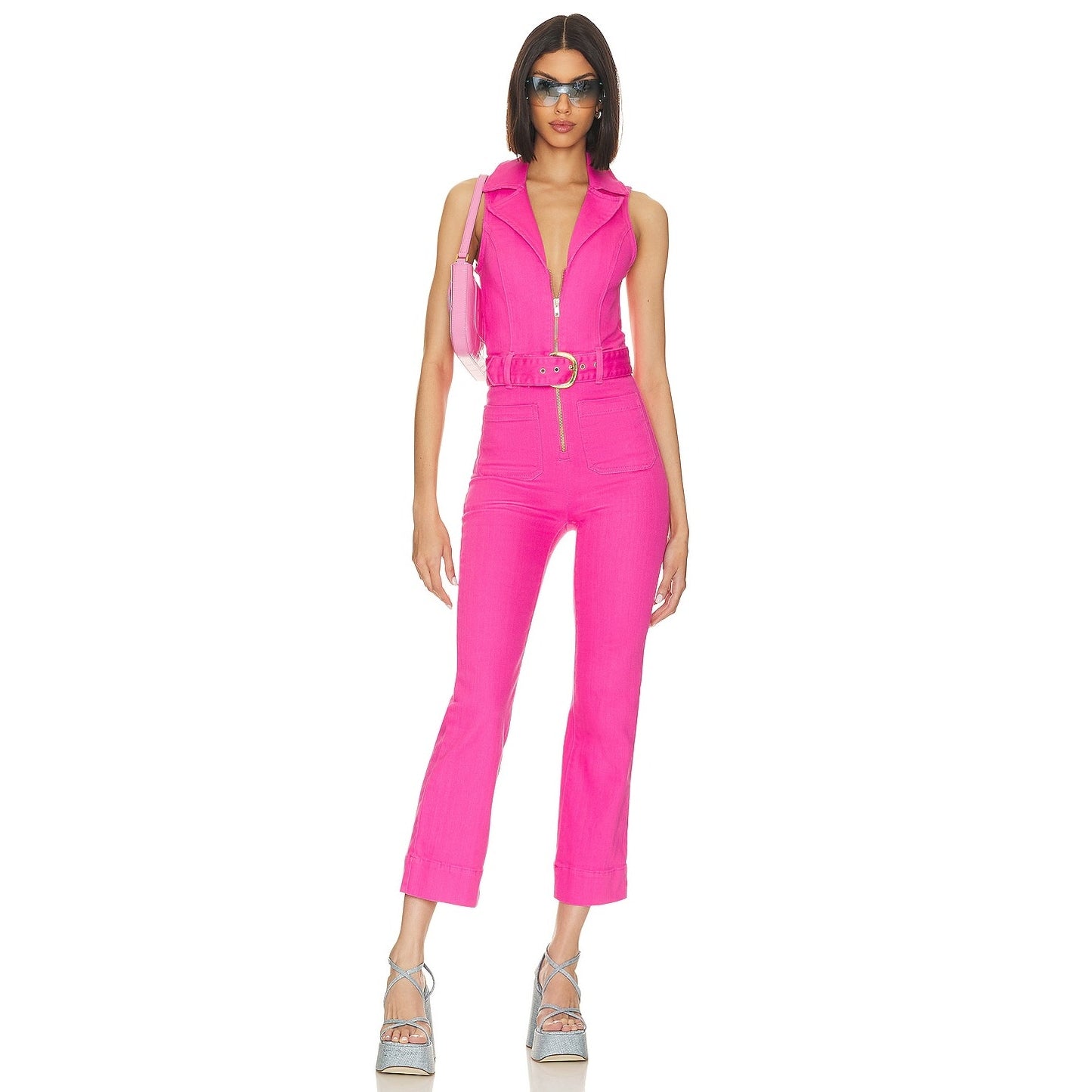 NEW Show Me Your Mumu Jacksonville Cropped Jumpsuit in Hot Pink Size Small