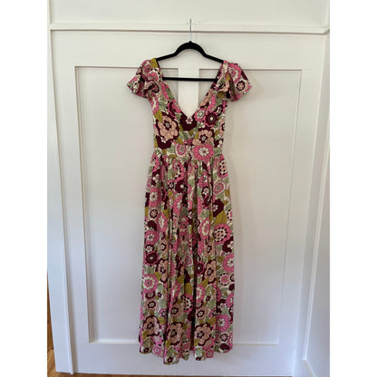Dodo Bar Or Jenny Floral V-Neck Maxi Dress Size XS