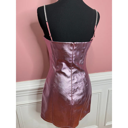 Alix NYC Cruz Mini Dress in Pink Size 8 Sleeveless Faux Leather Spandex Party