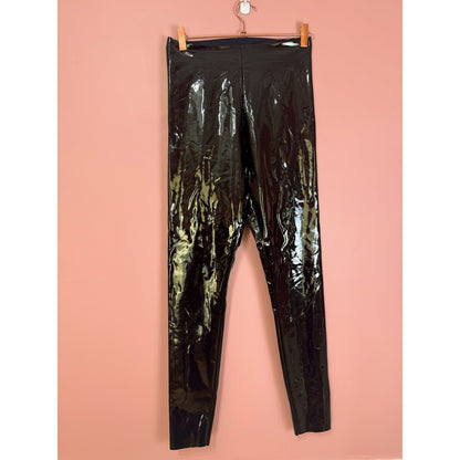 Commando Black Faux Patent High Rise Leggings Size Medium