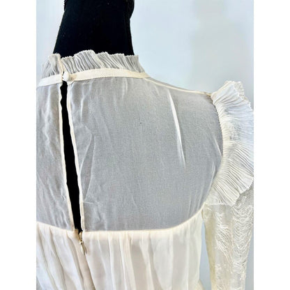 Self Portrait Broderie Mini Dress in Ivory Size 2 Chiffon‎ Lace Mock Neck Lined