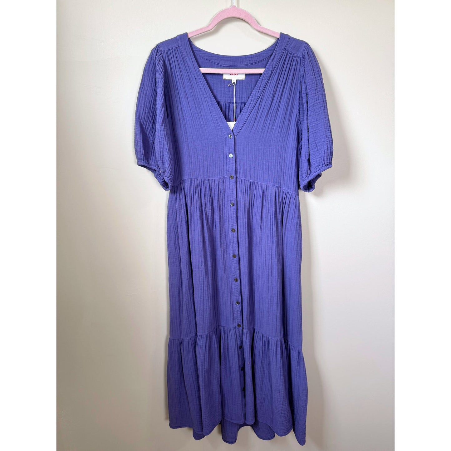 NEW NWT Xirena Lennox Gauze Midi Dress Skipper Blue Size Medium
