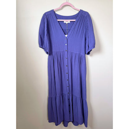 NEW NWT Xirena Lennox Gauze Midi Dress Skipper Blue Size Medium