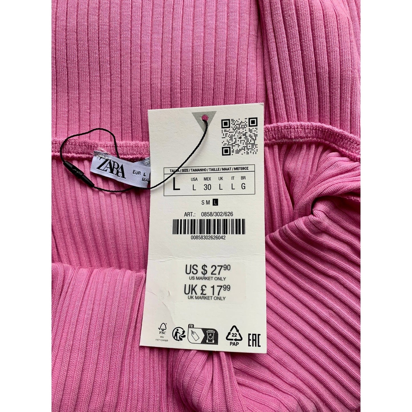 Zara Ribbed Halter Dress in Pink Large Mini Backless Knit Sleeveless Party