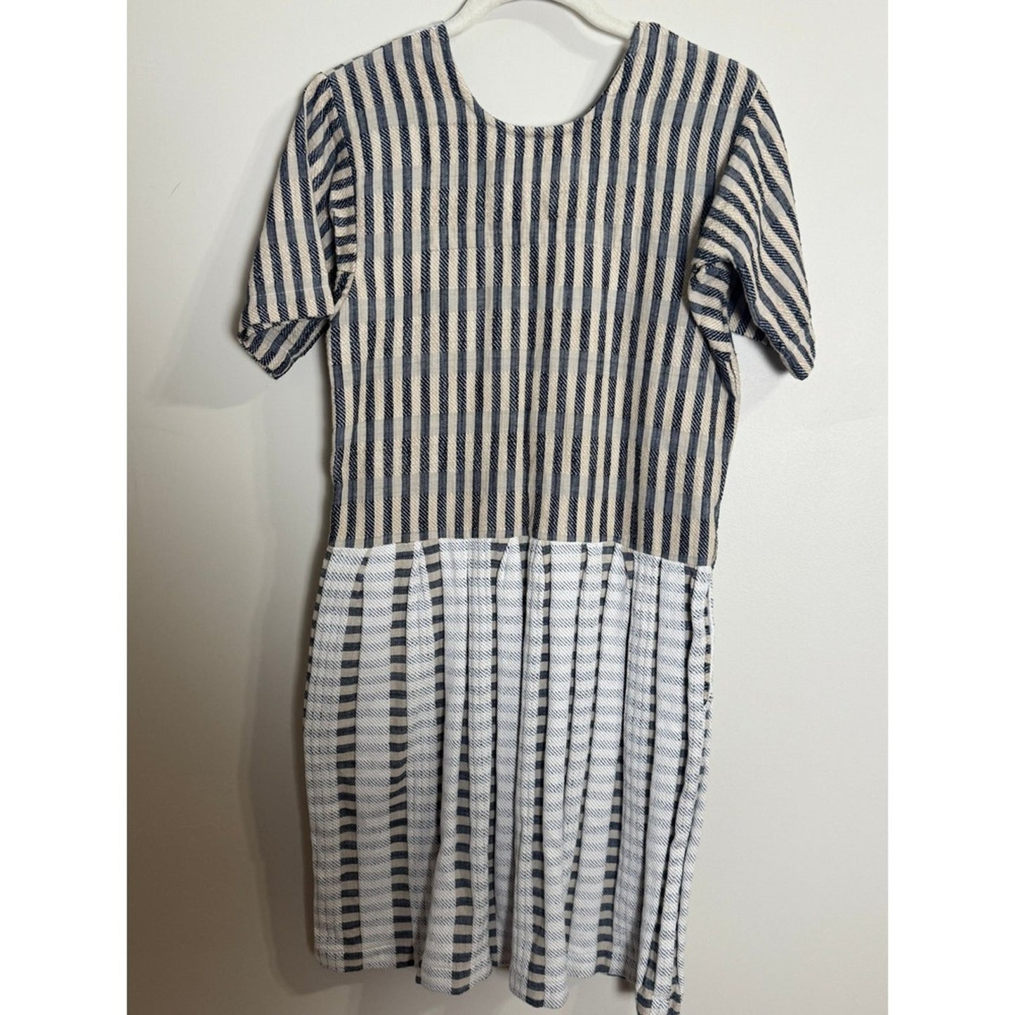 Ace & Jig Mixed Stripe Short Sleeve Mini Dress Blue Cream XS