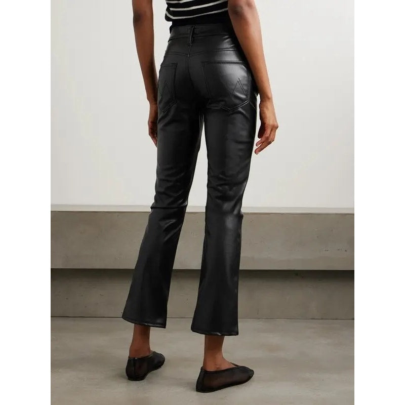 NEW NWT MOTHER The Insider Flood Faux Leather Bootcut Pants Size 29