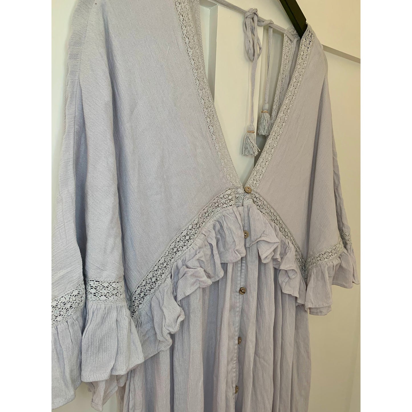 Free People Paradiso Maxi Dress in Pebbles Size XS Short Sleeve Button Front