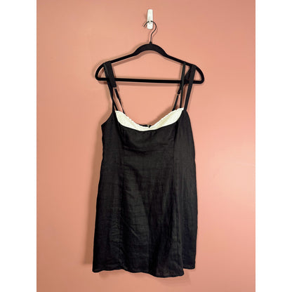 Reformation Lovella Linen Dress in Black Size 10