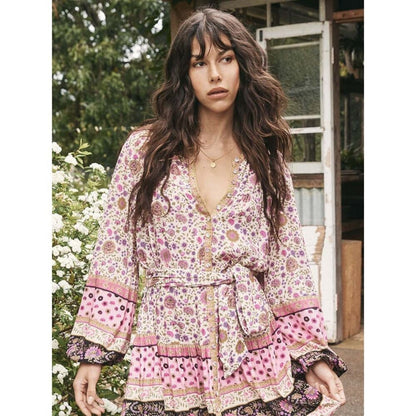 NEW Spell & The‎ Gypsy Collective Lady Untamed Tunic Mini Dress Pink Floral