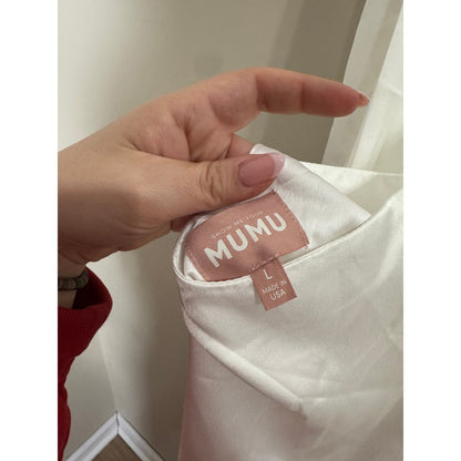 SHOW ME YOUR MUMU LISA MINI DRESS WHITE SATIN SIZE LARGE