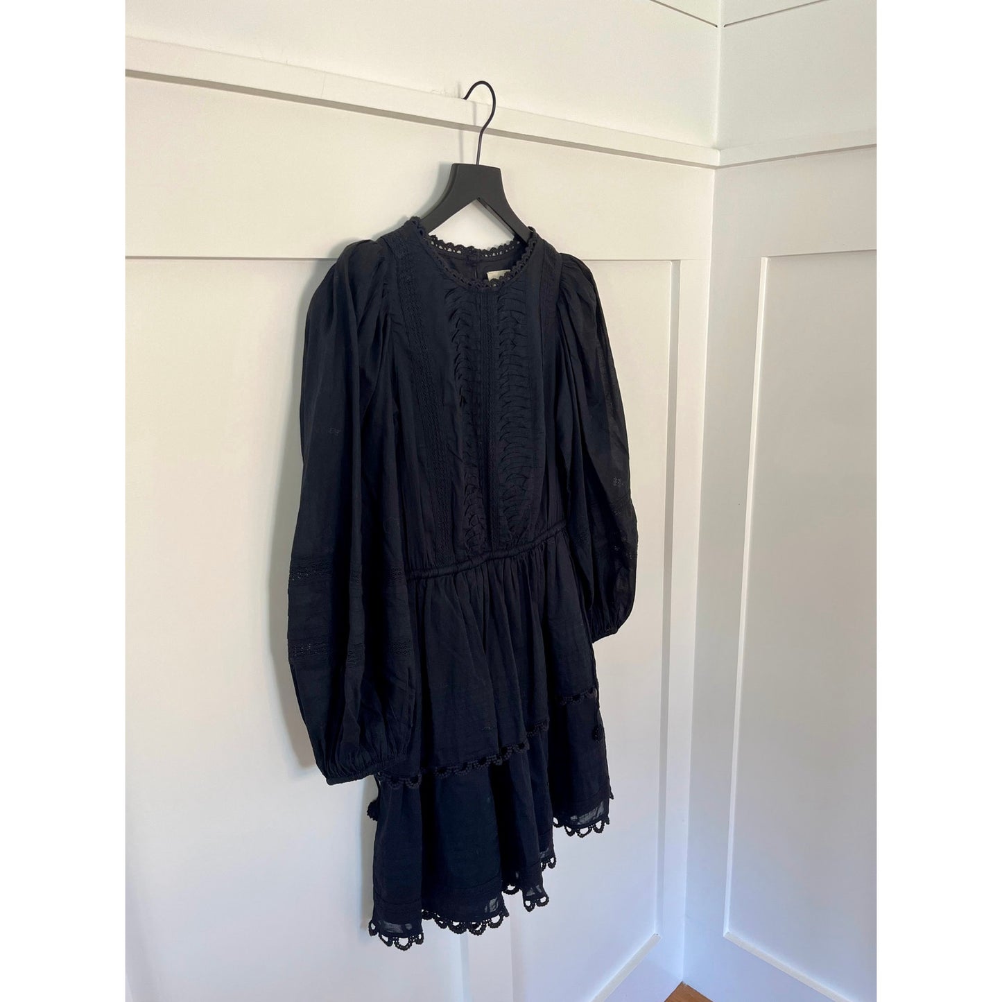 Farm Rio Black Lace Long Sleeve Mini Dress Size XS