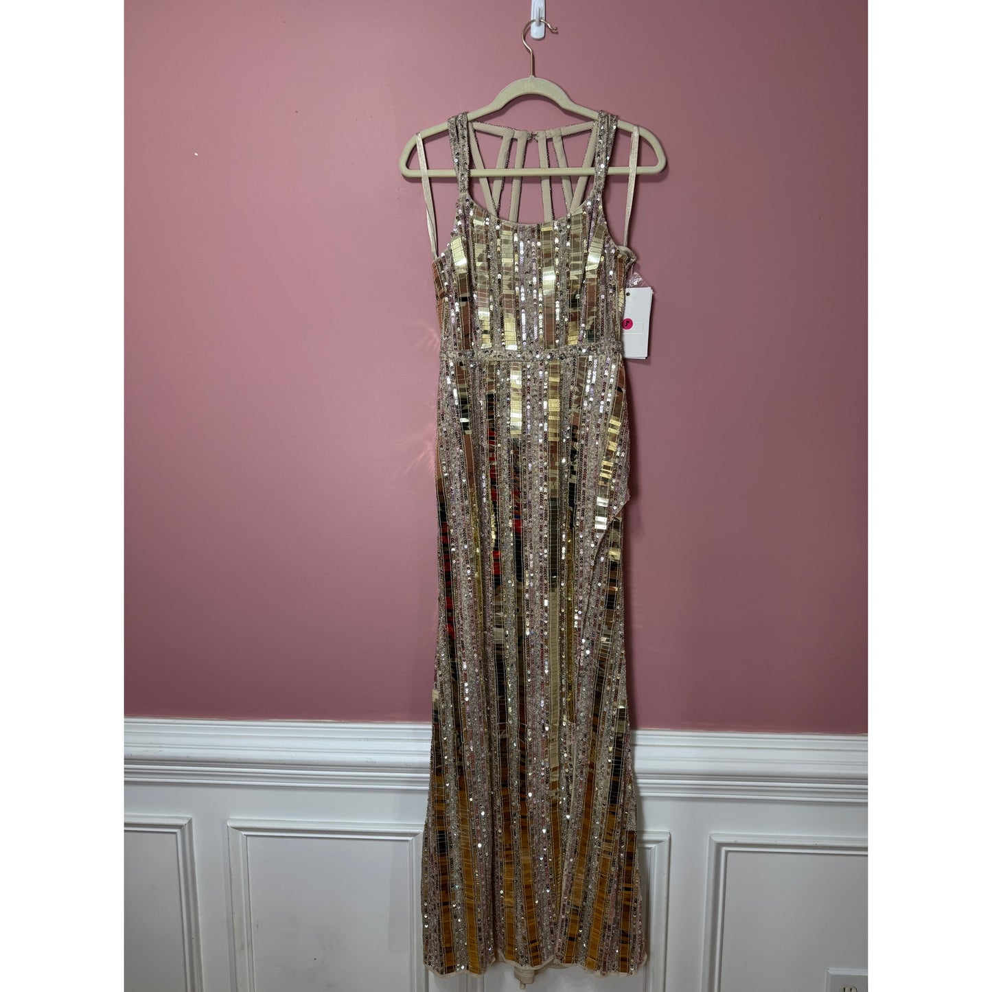 Mac Duggal Beaded Embellished Mirror Gown Size 6 STYLE 38391