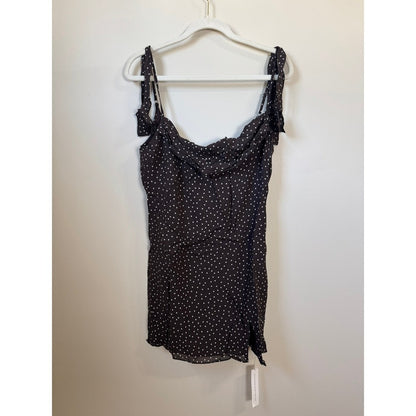 Reformation Juliette Mini Dress Brown Polka Dot Cowl Neck Tie Strap Size 4