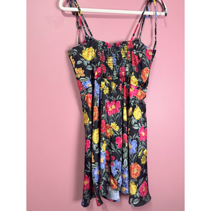 Show Me Your Mumu Juliet Mini Dress Black Floral Print Size Large