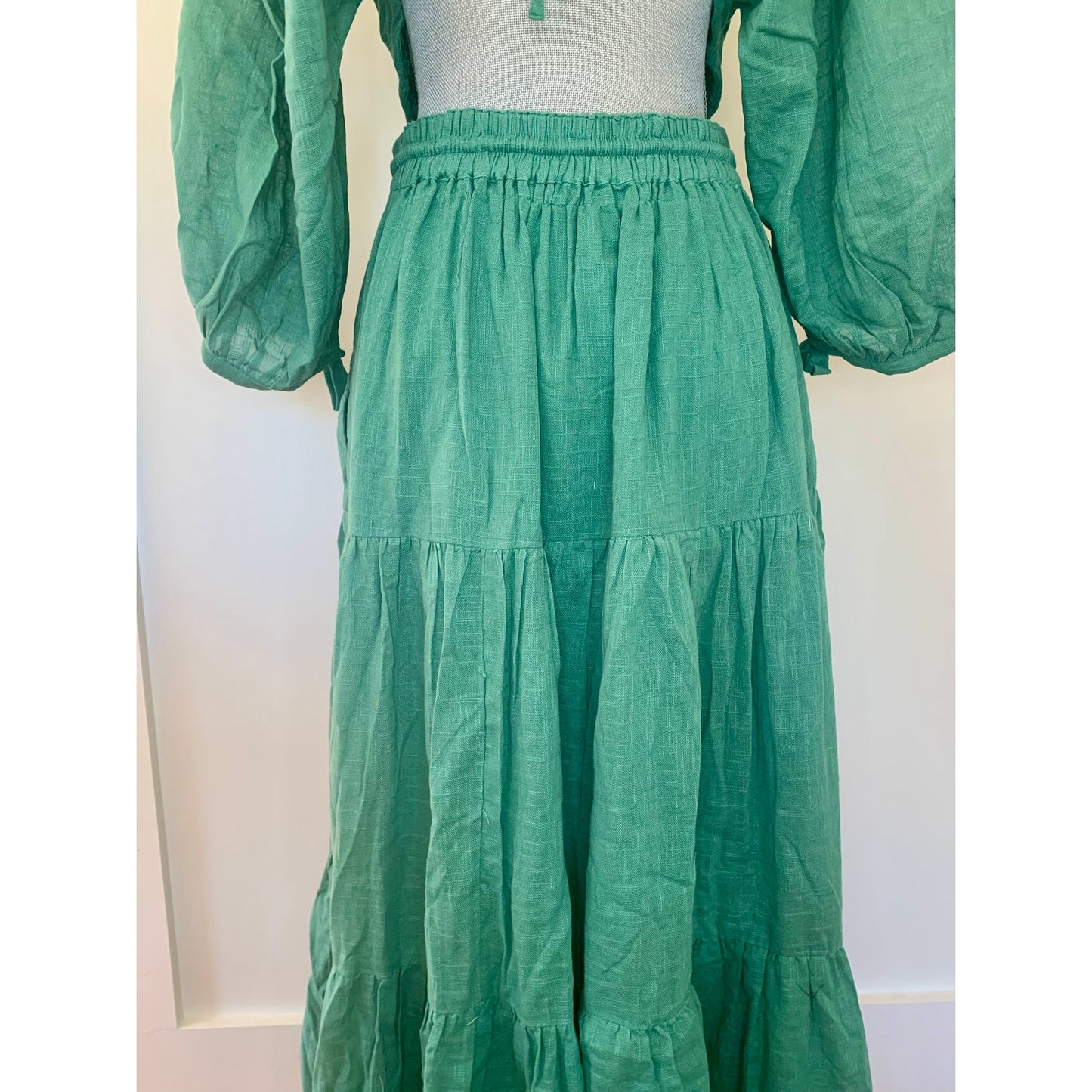 Free People Ibiza Sun Dress Midi in Mermaid Green Medium Long Sleeve Backless