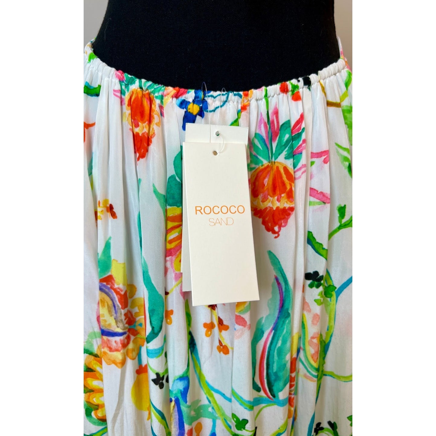 Rococo Sand Susan Maxi Dress in White Medium Floral Halter Cutout Side Slit