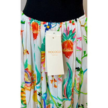 Rococo Sand Susan Maxi Dress in White Medium Floral Halter Cutout Side Slit