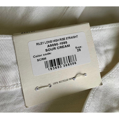 Agolde Riley Long High Rise Straight in Sour Cream Size 28 Denim Button Fly