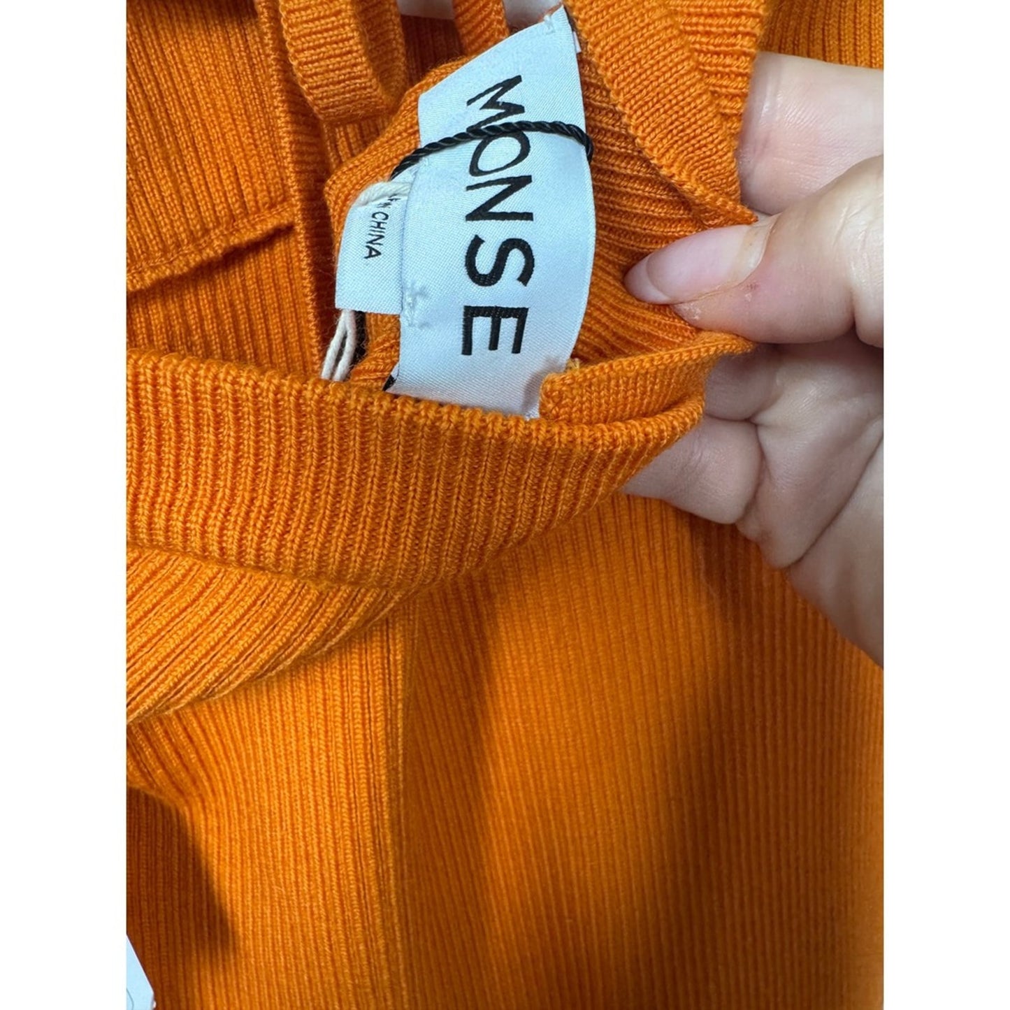 Monse Orange Asymmetrical Rib-Knit Merino Wool Midi Dress One Sleeve Halter XS