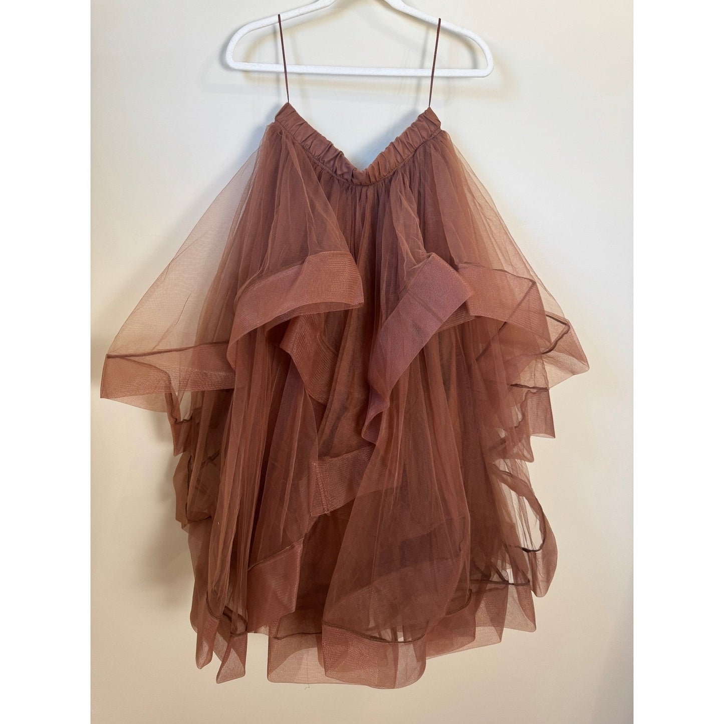 Jaded Gypsy Brown Tulle Ruffled Midi Skirt Boho Festival Fairycore