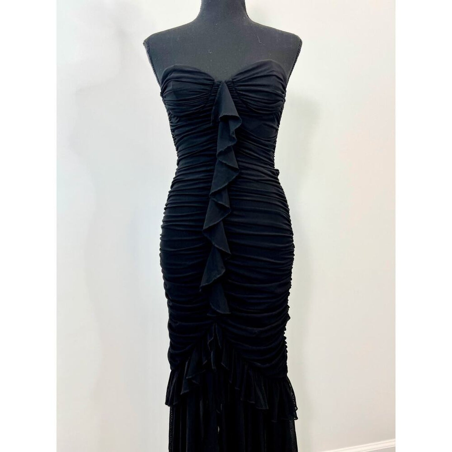 Majorelle Giules Gown in‎ Black Small Maxi Length Strapless Lined Ruffle Party