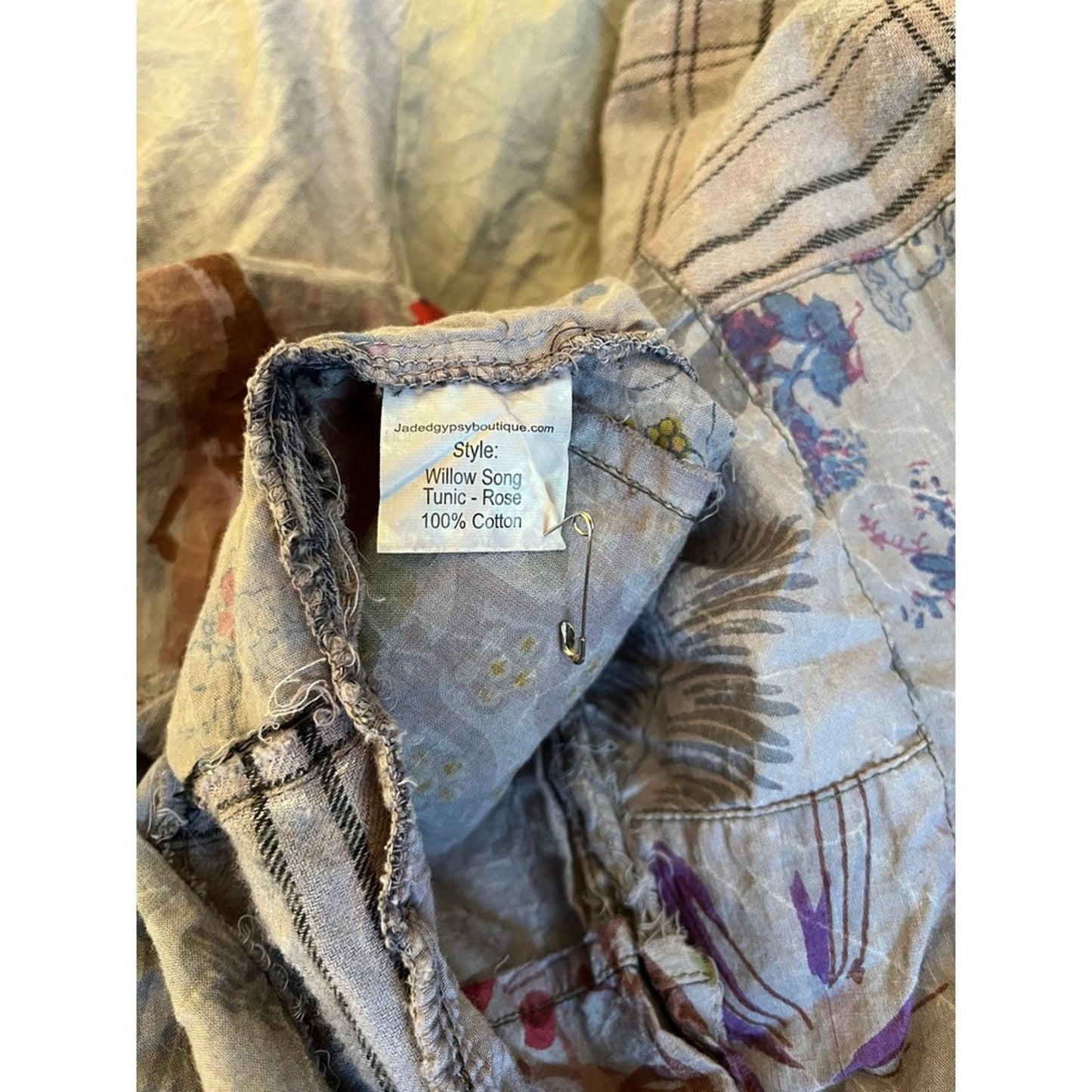 Jaded Gypsy Willow Song Tunic Rose Patchwork Boho Tasseled Hem O SX