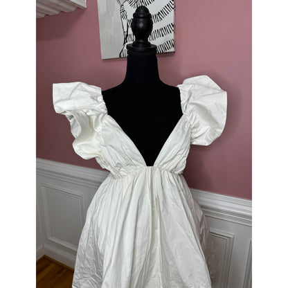 For Love & Lemons Clementine Mini Dress in White Large Stretch Lined Pleated