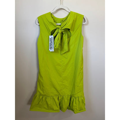 Essentiel Antwerp Lime Green Sleeveless Bow Back Ruffle Hem Mini Dress NWT
