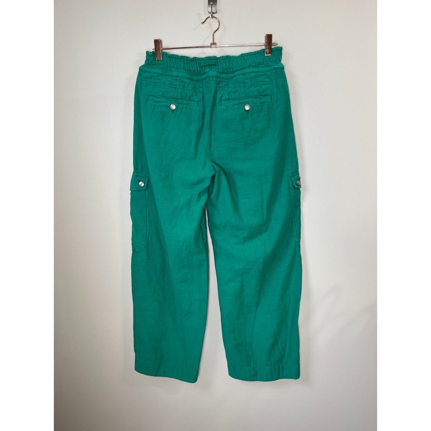 WE THE FREE Emerald Green Cargo Pants Paperbag Waist Drawstring Pockets Size L