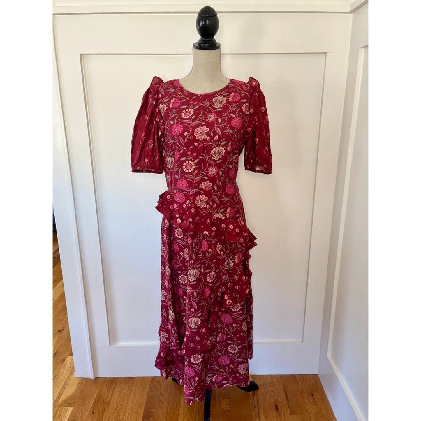 Sea New York‎ Famke Print Puff Sleeves Dress Magenta  Size 10
