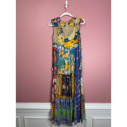 Johnny Was Cherika Natania Patchwork Dress in Multi Size XXS Floral Sleeveless