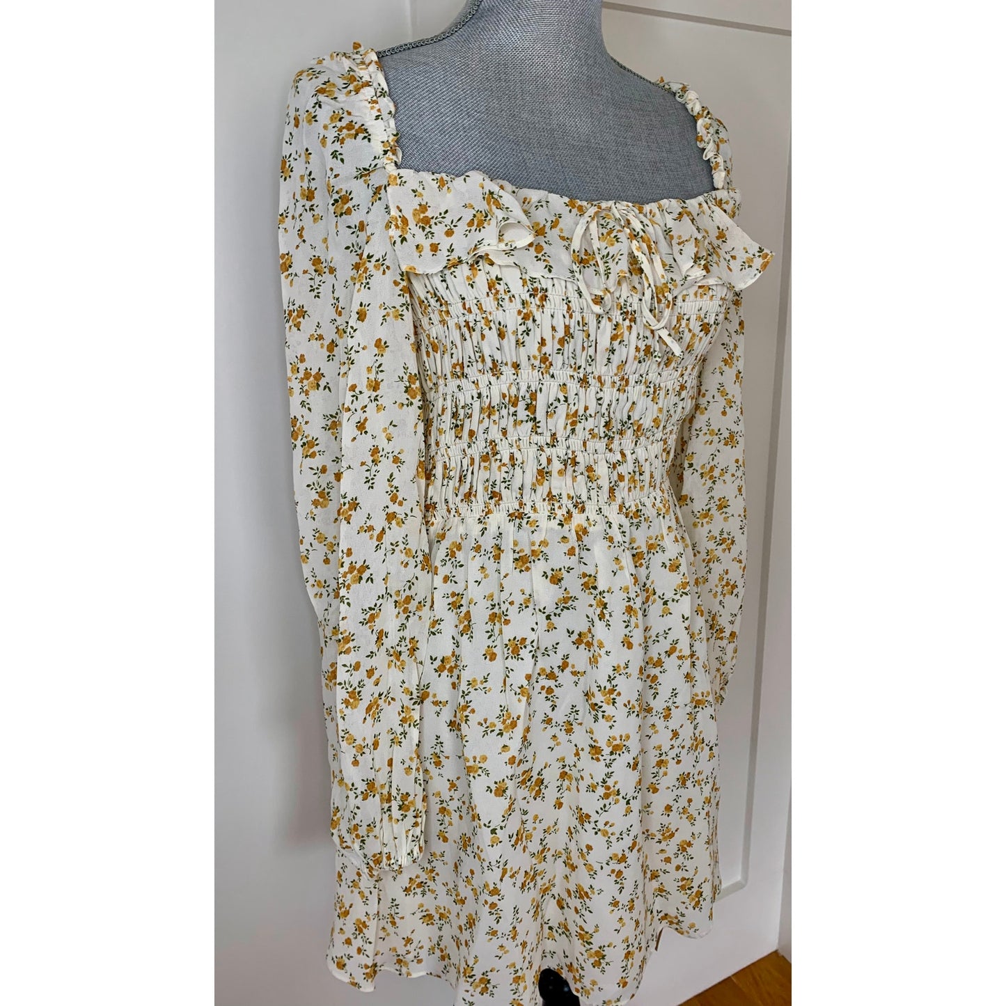 Reformation Morris Mini Dress in Adagio Floral Sz 10 Long Sleeve Pullover Lined