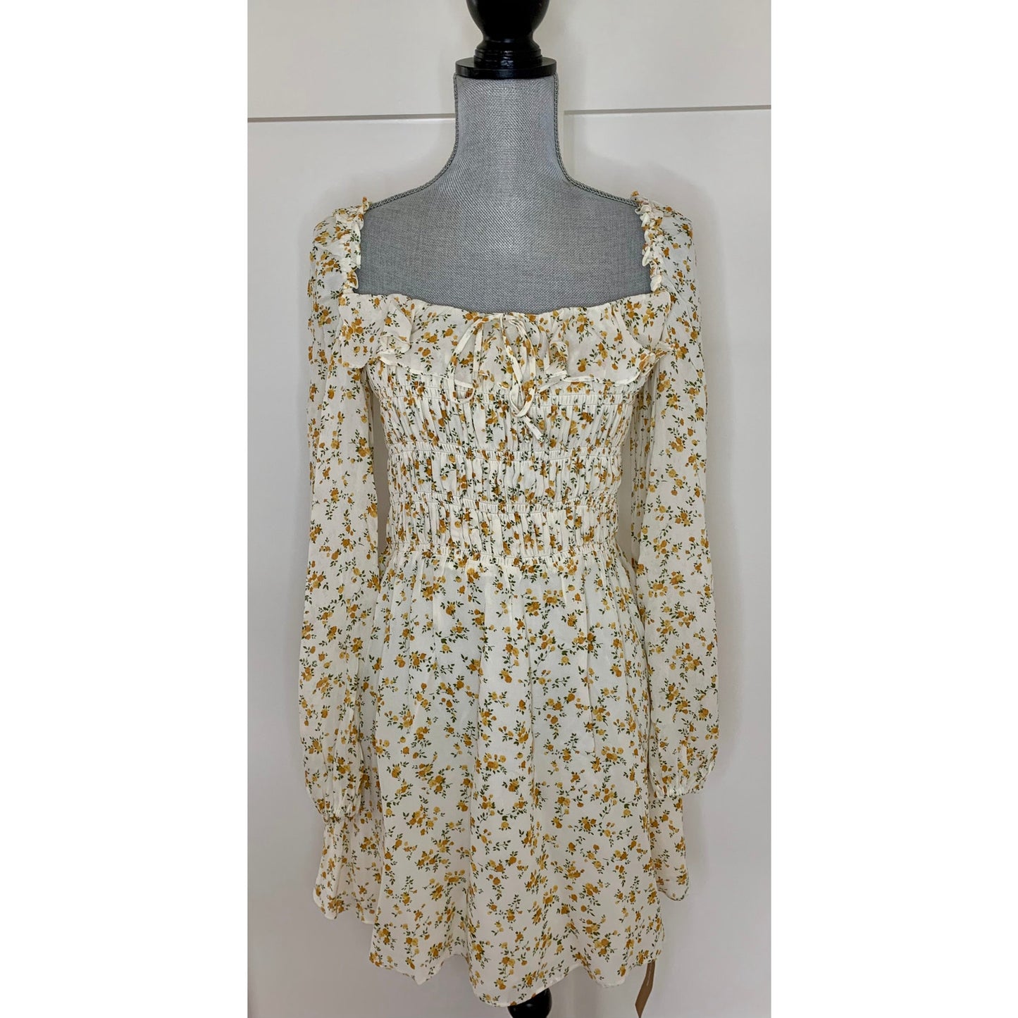 Reformation Morris Mini Dress in Adagio Floral Sz 10 Long Sleeve Pullover Lined