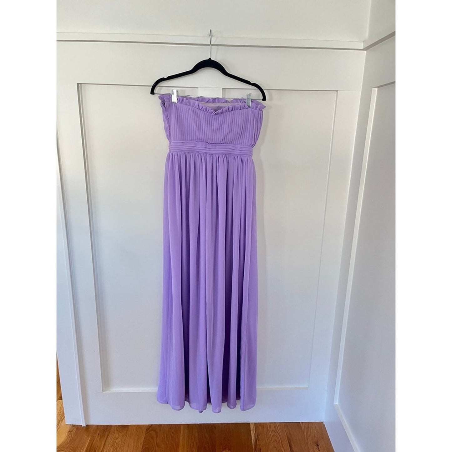 MAJORELLE Lavender Purple Strapless Pleated Cutout Maxi Dress High Slit S