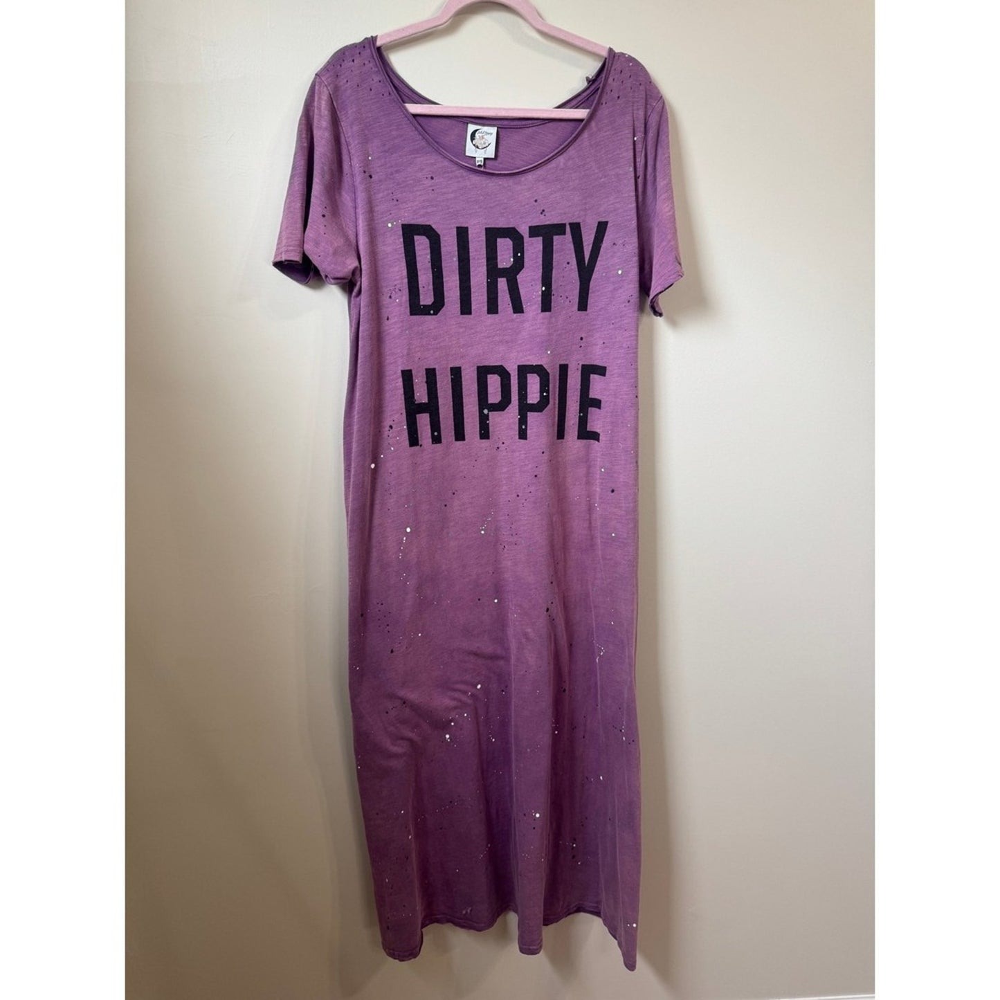 Jaded Gypsy Dirty Hippie Graphic Maxi Dress Purple Boho Paint Splatter S/M