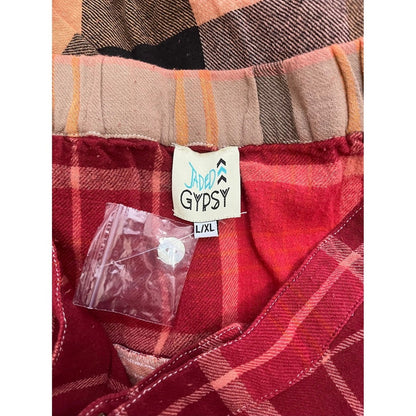 Jaded Gypsy Patchwork Plaid Wide Leg Pants Boho Festival Casual LXL