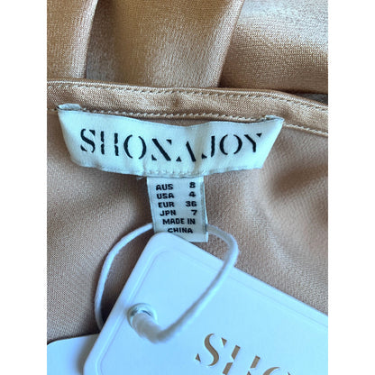 Shona Joy La Lune Bias Maxi Dress in Desert Rose Size 4 Cowl Neck Front Split