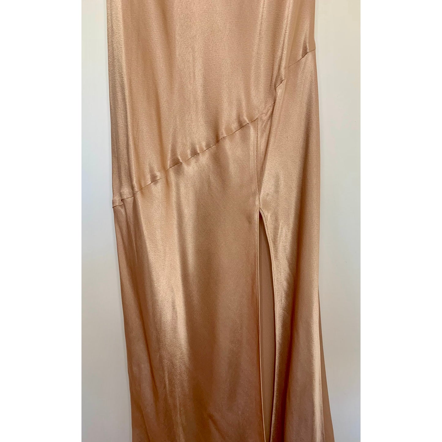 Shona Joy La Lune Bias Maxi Dress in Desert Rose Size 4 Cowl Neck Front Split