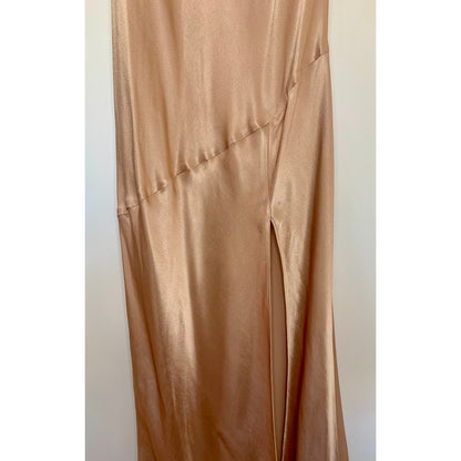 Shona Joy La Lune Bias Maxi Dress in Desert Rose Size 4 Cowl Neck Front Split