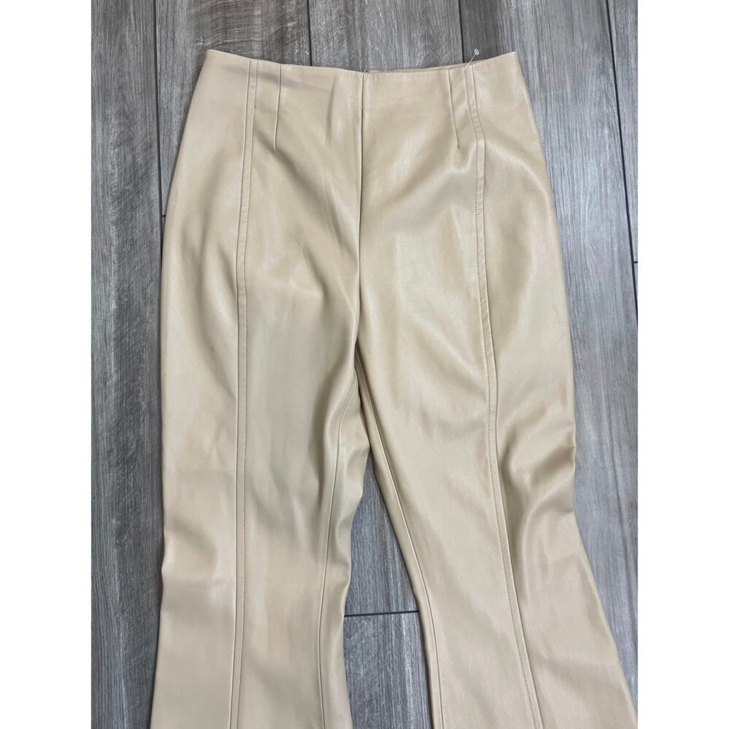 Free People We‎ the Free Vegan Leather Pants in Beige Size 29 Wide Leg Pleated