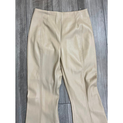 Free People We‎ the Free Vegan Leather Pants in Beige Size 29 Wide Leg Pleated