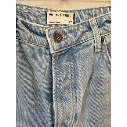 We The Free Free People Old West Slouchy Wide Leg Distressed Jeans Light Wash 27