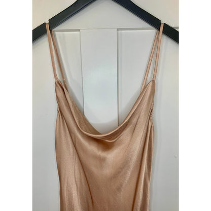 Shona Joy La Lune Bias Maxi Dress in Desert Rose Size 4 Cowl Neck Front Split